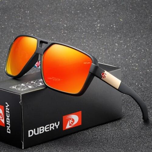 Dubery Trendy Polarized Sunglasses for Men Women Fashion Luxurys Square Sun Glasses Brand High Quality Red Lenses Trending 2020
