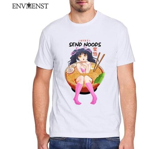 Funny Anime Girl Japanese Send Noods Mens Shirt cotton Ramen Noodle Bowl Mens T-Shirt Shabu Hentai Anime tops streetwear 3XL 5xl