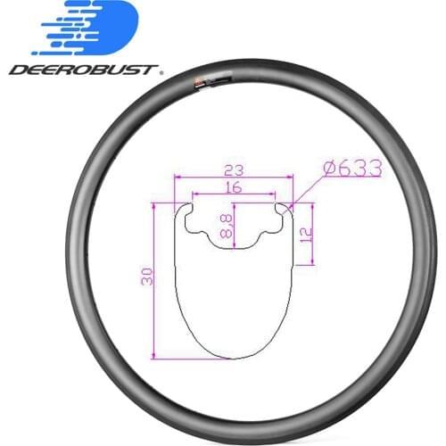 430g 700c 30mm x 23mm Carbon Road Bike Rims Tubeless Clincher Bicycle Rim UD 3K 12K Twill Wheel Basalt Brake Surface 20 24 Holes