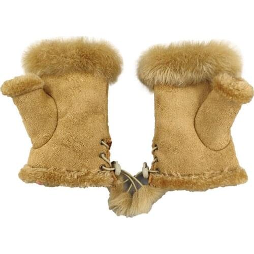 Faux Rabbit Hair Gloves for Women Girls Autumn Winter Warm Fingerless Mittens Soft Comfortable Stretch Gloves