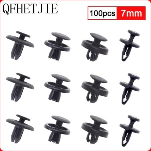 100 Automobile 7mm Automobile Bumper Punching Rivet Push Clip Rivet Seat Push Type Hood Trim Panel Clamping Parts