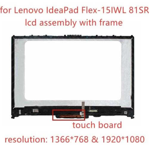 15.6'' Touch Digitizer Glass FHD IPS LCD Screen Display Panel Assembly with Bezel Frame for Lenovo IdeaPad Flex-15IWL 81SR