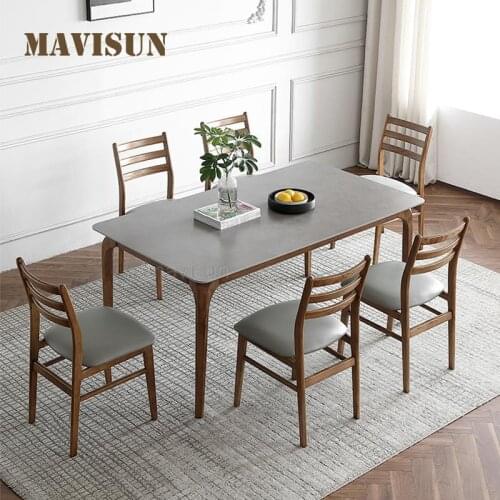 Northern European Combination Of Luxury Dining Chairs And Rectangular Dining Table New Modern Restaurant Kitchen Home Furniture