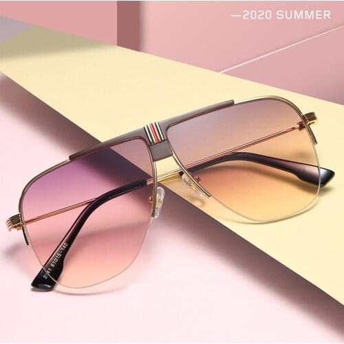 Metal Half Frame Square Sunglasses Women Luxury 2020 Brand Designer Men Pilot Sun Glasses For Drive Cars Shades Oculos UV400