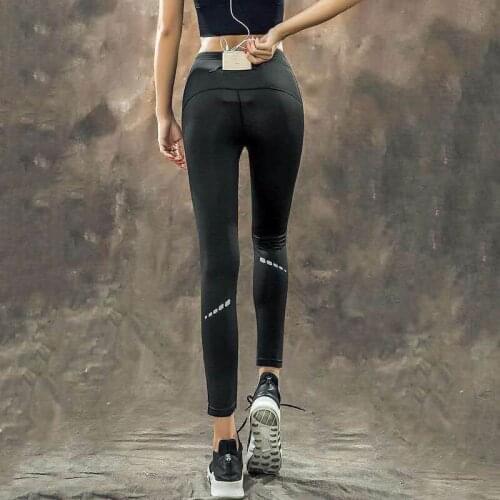 Reflective Design Black High Waist Breathable Night Run Yoga Pants for Women 2021 New Arrival Slim Sports Running Trousers