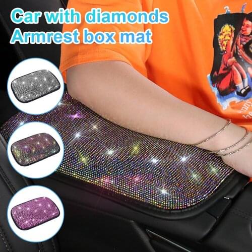 Universal Car Styling Rhinestone Armrest Box Anti-wear Cover Armrest Mat Dust-proof Cushion Automobiles Interior Accessories