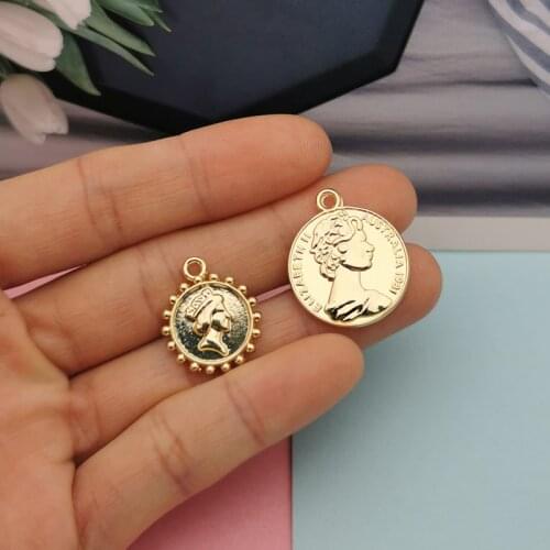 10pcs Vintage Compass Jesus Coin Alloy Charms Earring Base Findings Gold Rose Angel Necklace Bracelet Key Diy Jewelry Accessory