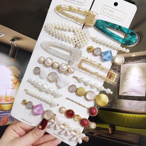 New Pearl Hair Clip For Women Korean Hairpins Girl Geometric Hair Barrettes 2021 Fashion Hairgrip Side Clip Hair Accessories