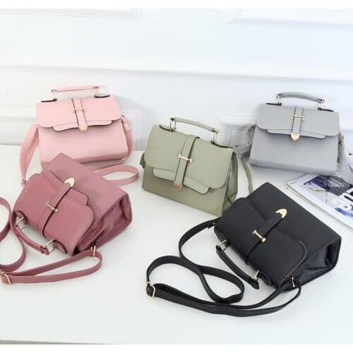 2020 womens bag pu leather shoulder bag solid color fashion slanting single arrow small square bag belt decoration simple bag