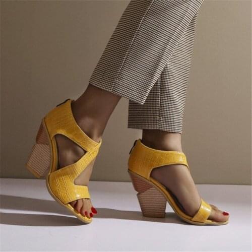 PXELENA Large Size 34-45 Women Punk Rock Gothic Gladiator Sandals Chunky Strange High Heels Rome Shoes Cut Out Snake 2020 Summer