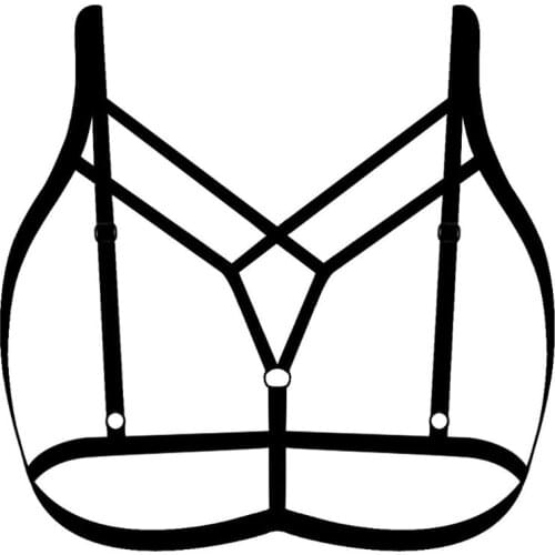 Women Erotic Hollow Out Alluring Harness Bra Elastic Cage Strappy Bandage Bustier Elastic Criss Cross Crop Top Clubwear Lingerie