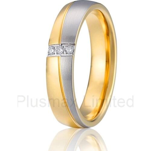 2016 China Manufacturer beautifu two tone classic l lovers women pure titanium wedding band couple rings