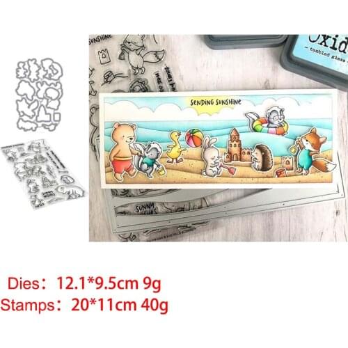 Animal Beach Swimming 2021 New Seal Stamp with Cutting Dies Stencil DIY Scrapbooking Embossing Photo