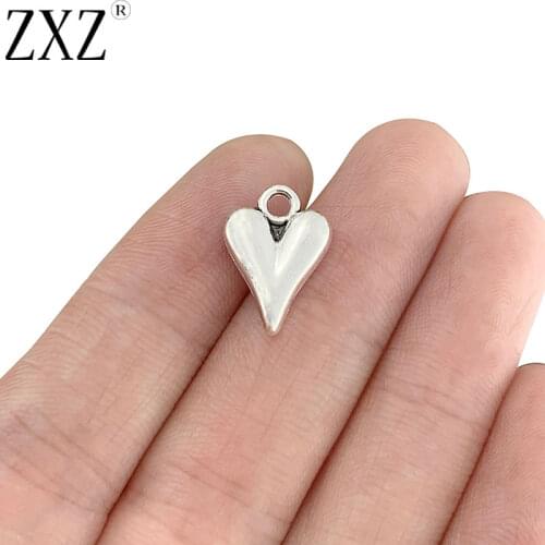 ZXZ 20pcs Tibetan Silver Metal Love Heart Charms Pendants Beads 2 Sided for DIY Necklace Bracelet Earrings Marking