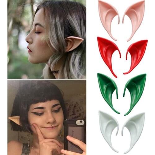 1Pair Halloween Latex Elf Ears Soft Latex Ears Simulation Dress Up Cosplay Props Halloween Christmas Party DIY Decor Supplies