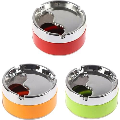 1pc New Silver Orange Detachable Rotatable Lid 360 Degree Free Rotation Stainless Steel Corrosion Resistance Cigarette Ashtray