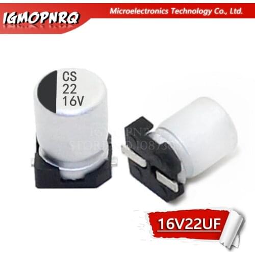 10PCS Electrolytic capacitor 16V22UF 5*5mm SMD aluminum electrolytic capacitor 22uf 16v