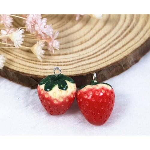 10pcs/lot 3D Strawberry Orange Fruit Charms keychain pendant necklace pendant for DIY decoration