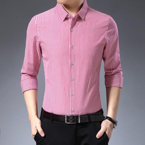 2021 Brand Long Sleeve Men Social Shirt Spring Streetwear Casual Striped Shirts Dress Mens Slim Regular Fit Clothes Fashions