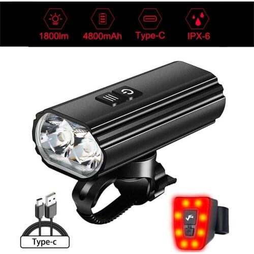 2T6 Bike Front Light Type-c Rechargeable Outdoor LED Multi-function Cycling Light Handlebar Flashlight Bike Accessories 4800mah