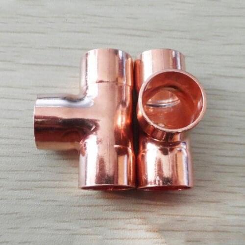 35mm Inner Dia x1.1mm Thickness Copper Equal Tee Socket Weld End Feed Coupler Plumbing Fitting Water Gas Oil
