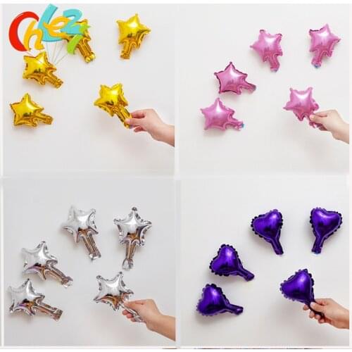 50pcs/lot 5 Inch Star Heart Shape Aluminum Foil Balloons Inflatable Foil Ballons Wedding Birthday Party Decor supplies Kids toys