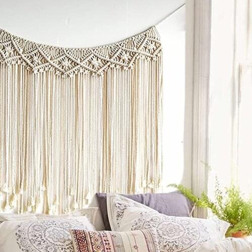 94*89cm Curtains Home Bohemian Wall Decor Tapestry Fringed Lace Wall Hanging Boho Handmade Tapestry Wedding for Living Room