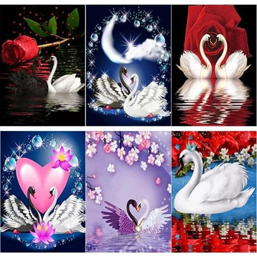 5D DIY Diamond Painting Animal Cross Stitch Swan Lake Diamond Embroidery Crafts Full Square Round Drill Home Decor Manual Gift