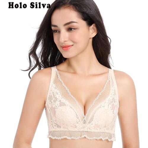 B C D Large Cup Push Up Bra 36 38 40 42 Size Lace Plus Size Bra For Women Sexy Lace Intimate Thin Cup Bh Female Underwear Big Bh