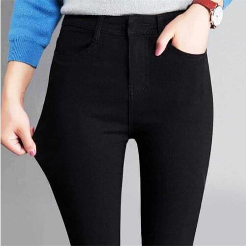 CUHAKCI High Waist Pencil Pants Women Black Sexy Trousers Spring Hot Button Pocket