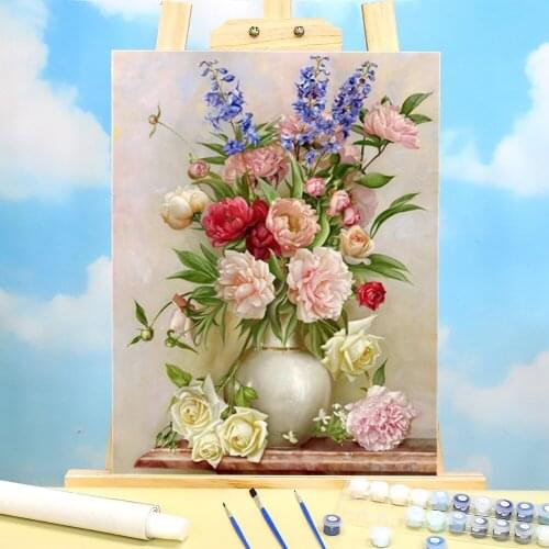 Flower Rose Coloring By Numbers Painting Kit Oil Paints 50*70 Canvas Painting Home Decor Adults Wholesale Handiwork Drawing