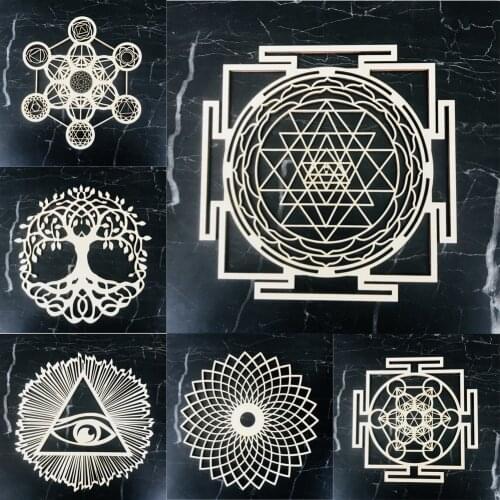 Wooden Flower Of Life Ornaments Seed Tree Of Life Party Photo Booth Props,Charging Grid Sacred Geometry Metatrons Cube Wall Art