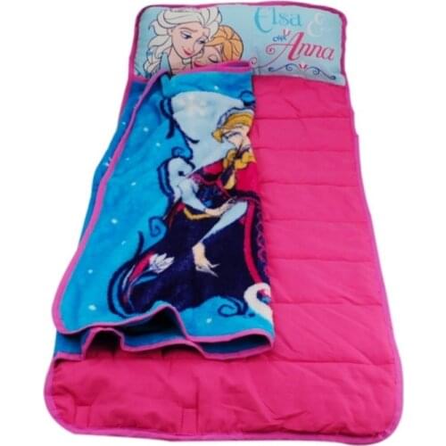 Disney Blue Frozen Elsa Anna Portable Rolled Nap Mat with blanket and Pillow for Toddler Baby Girls Travel Blanket