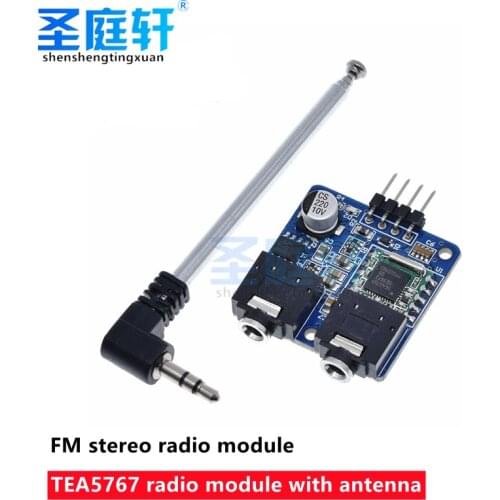 TEA5767 FM Stereo Radio Module, 5V, for Arduino Radio 76-108MHZ, I2C Communication with Free Cable Antenna
