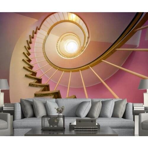 Custom Size Photo Wallpaper 3D Modern Minimalist Pink Fashion Staircase Tunnel 3D TV Background Wall Wallpaper Home Decor