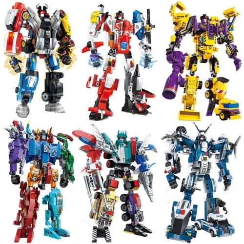 City Vehicle Bus Station Racing Car Robot Airplane Helicopter Camper Kits Pick-Up Building Blocks Brick Kid Toy Van Truck Sets