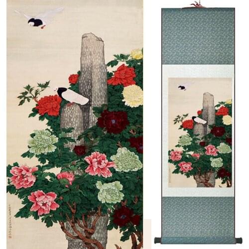 Birds and flower painting Home Office Decoration Chinese scroll painting flower painting 19041204