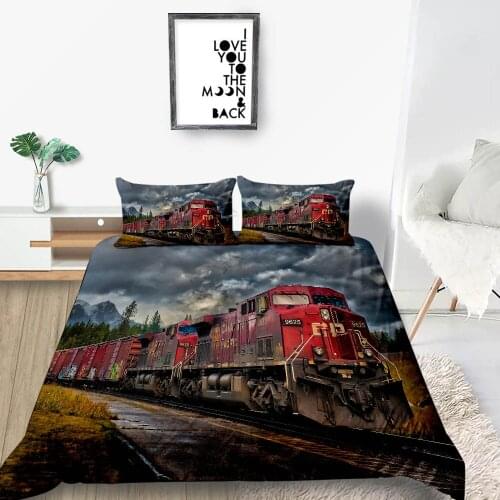 Vintage Train Bedding Set King Size Classic Lifelike Fashionable 3D Duvet Cover Queen Soft Twin Full Single Double Bed Set