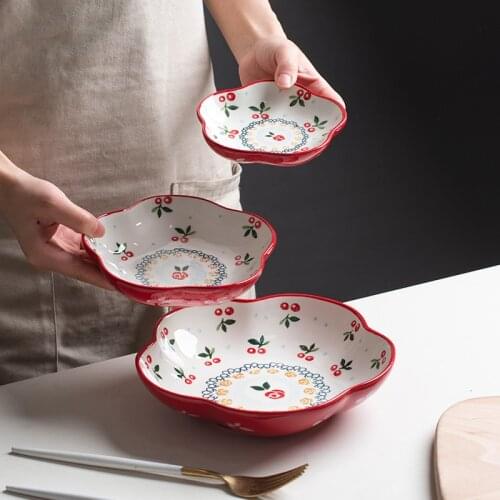 Creative lace plate ceramic tableware deep plate vegetable plate household dessert plate salad plate cake 6-inch plate