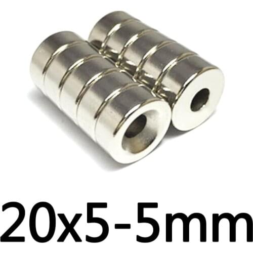 2/5/10PCS 20x5-5 Minor Super Powerful Magnet 20*5 mm Hole 5mm Round Countersunk Magnetic 20x5-5mm Neodymium Disc Magnets 20*5-5