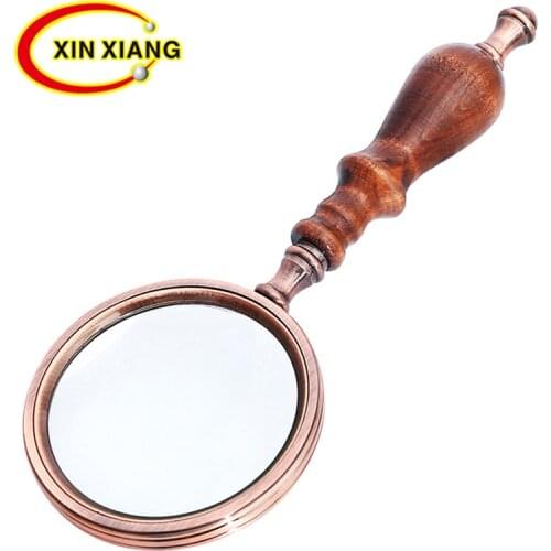 Metal Handheld Magnifier Wooden Handle Vintage Magnifying Glass For Reading High-end Blackwood Optical Glass Magnifier Loupe