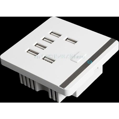 3.4A 6 Port USB Wall Charger Socket Power Receptacle Outlet Plate Panel Switch hot selling