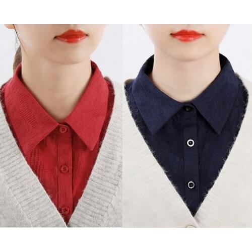 2021 Brand New High Quality Womens Fake Collar Navy Red Stand Beads Detachable Ladies False Blouse Collar Half Shirt