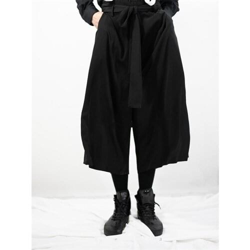 Mens new large-size loose casual wide-leg pants culottes loose Harlem pants fashion men youth fashion city