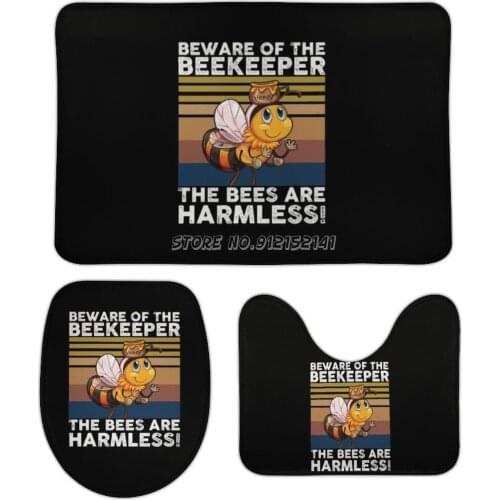 Bees Beekeepers Beekeeping 3pcs Bathroom Mats Set Bath Rug Non-slip Bath Mat Set Coral Velvet Floor Mat Toilet Room Carpet Rugs