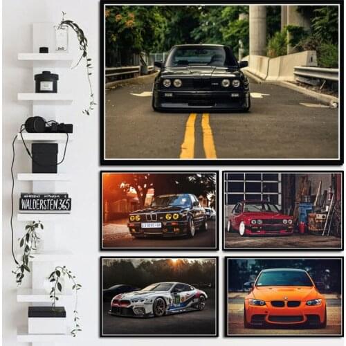 Poster Wall Art Gift Super Racing Car Collage B M W Power M3 E30 M4 Painting Picture Prints Canvas Living Home Room Decor
