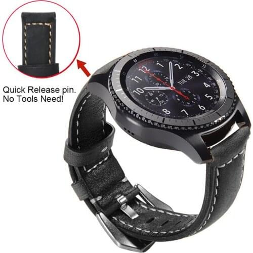 Genuine Leather Watch Band For Smart Watch 20/22/42/46mm Sport Watch Strap Replacement Bracelet With Stainless Steel Buckle