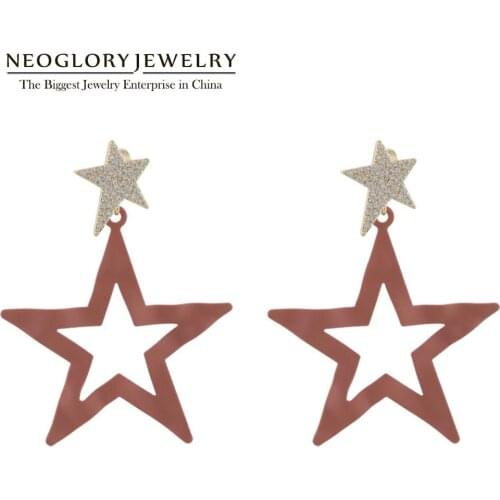 Neoglory Trendy Strike Enamel Star AAA CZ Drop Earrings For Women Sunny Young People Ear Fashion Accessories Gift For Friend
