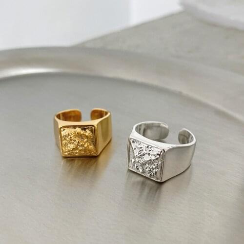 SHANICE New Punk S925 Sterling Silver Open Ring Flowing Lava Heavy Industry Finger Rings for Women Girl Party Jewelry