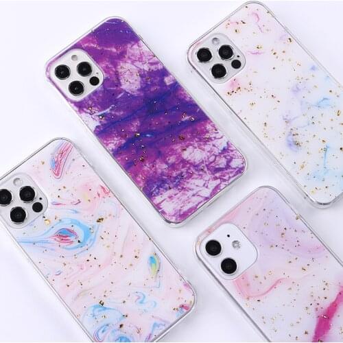 Chic Marble Gold Foil Phone Cases For iPhone 12 11 Pro Max XR XS Max X 8 7 6S Plus Soft Transaprent Protection Back Cover